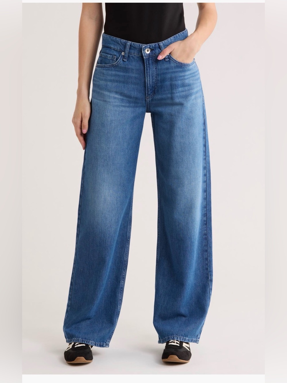 rag & bone Lori Mid Rise Baggy Wide Leg Jeans Y2K Medium Wash Size 28 NWT $258